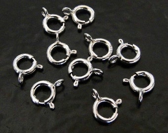 20 unidades - Cierre de anilla de resorte de plata de ley .925 de 5 mm, fabricado en Italia, SS1