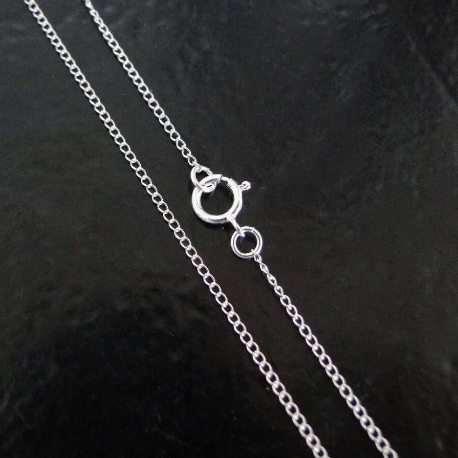 15 Inch Sterling Silver 1.1mm Curb Chain Necklace - Custom Lengths
