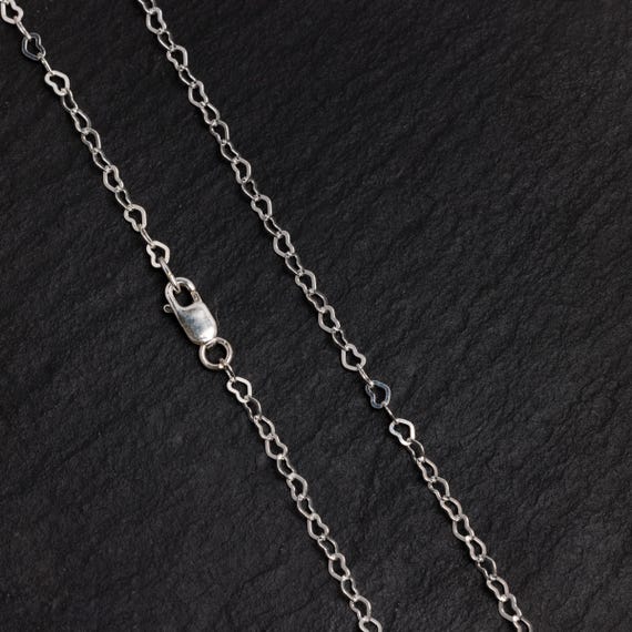 18 Inch - 925 Sterling Silver 2.7x3mm Flat Heart Chain Necklace