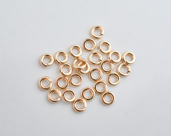 50pcs 14K Gold Filled 4mm Open Jump Rings 18 Gauge, Made in USA, A17