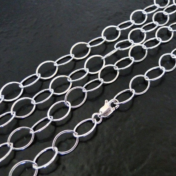 Extra Long Oval Link Necklace 60-inch Hammered Sterling Silver Extra Long Oval Link Necklace 60-inch Hammered Sterling Silver