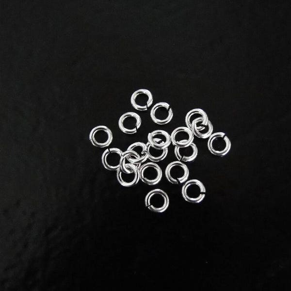 100pcs - .925 Sterling Silver 4mm Open Jump Rings 18ga, Made in USA, SS33