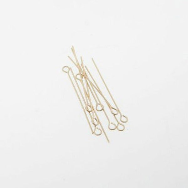 10pcs - 14k Gold Filled 1 inch 24g Eye pins, Made in USA, GF35