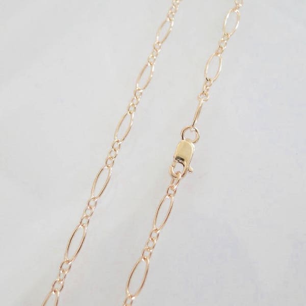 42 pouces - Collier ovale longue et courte chaîne en or 14 carats 7,5 x 3,5 mm - Longueurs personnalisées disponibles, fabriqué aux États-Unis/Italie, C17