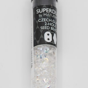 Matubo SuperDuo 2.5x5mm Crystal AB 22.5 Grams, The BeadSmith, Made In Czech Republic, T383