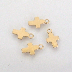 5 Pcs. - 14K Gold Filled Tiny Cross Charms 5x8mm, Made in USA, GC20