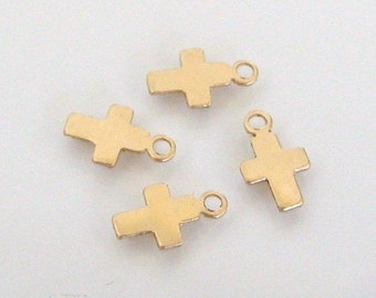 10 Pcs. - 14K Gold Filled Tiny Cross Charms 5x8mm, Made in USA, GC20