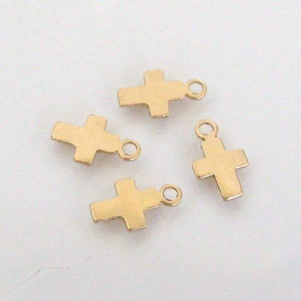 10 Pcs. - 14K Gold Filled Tiny Cross Charms 5x8mm, Made in USA, GC20