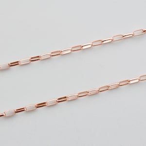 3 Feet Rose Gold Filled Rolo Chain Flat Oval 1.4x3.5mm Chain By The Foot - Custom Lengths Available, Made in USA, B6