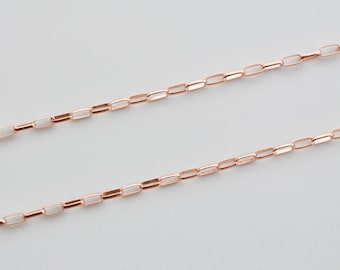 3 Feet Rose Gold Filled Rolo Chain: 1.4x3.5mm Flat Oval Link, B6