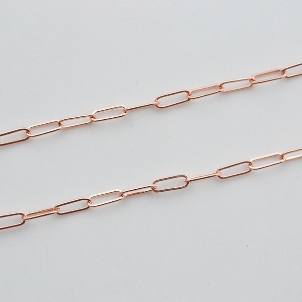 3 Feet Rose Gold Filled Flat Drawn Cable 5.2x2mm Chain By The Foot - Custom Lengths Available, Made in USA, B5