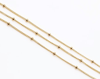 3 Feet 14K Gold Filled 1mm Satellite Chain With 1.9mm Ball, Made in USA, C19a