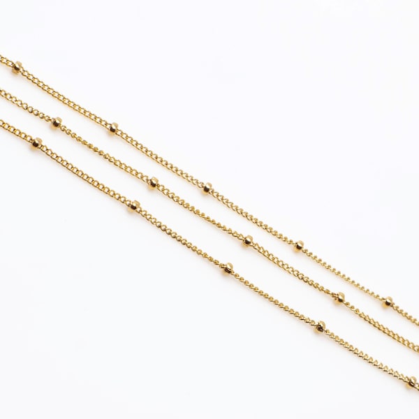 10 Feet 14K Gold Filled 1mm Satellite Chain With 1.9mm Ball, Made in USA, C19a