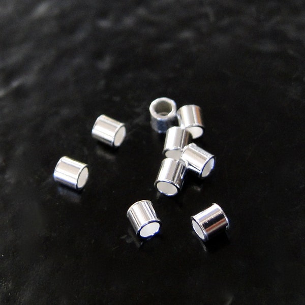 Perles à écraser en argent sterling 2 x 2 mm, fabriquées en Chine, SS27