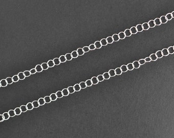 3 Feet Sterling Silver 3.4mm Cable Chain Necklace with Lobster Clasp, C65
