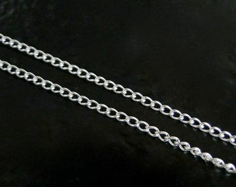 10 Feet - Sterling Silver Curb Chain By The Foot -  Custom Lengths Available, C41b