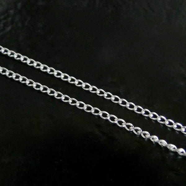3 Feet - Sterling Silver Curb Chain By The Foot -  Custom Lengths Available, C41b