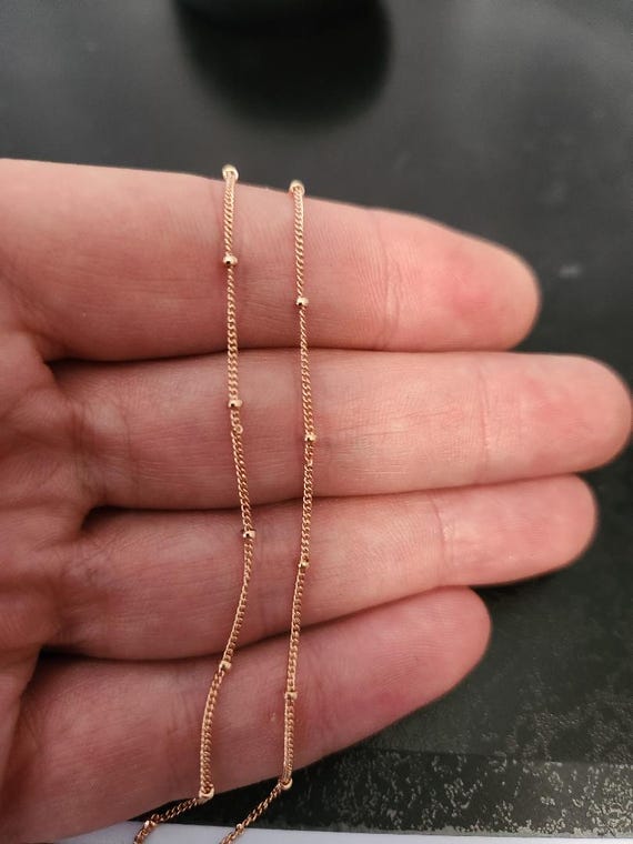 16 Inch Rose Gold Filled Satellite Chain 1mm W/ Ball