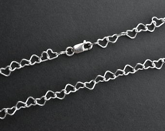 Any Length - 925 Sterling Silver 4.5mm Heart Chain Necklace - Custom Lengths Available, B27