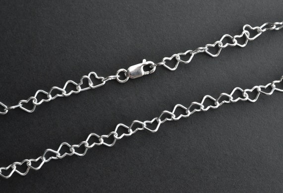 16 Inch 925 Sterling Silver Heart Chain Necklace Custom Lengths  Available, B27