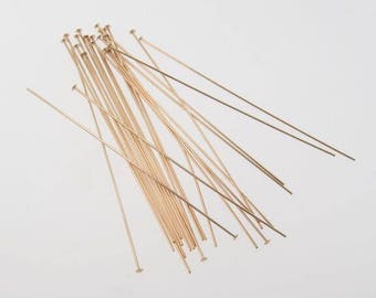 10pcs - 14k Gold Filled 2 inch 24 Gauge Flat Headpins, Made in USA, GF30