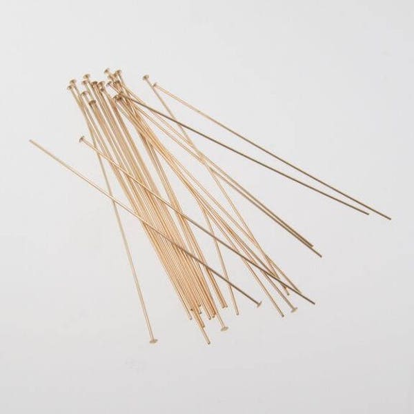 10pcs - 14k Gold Filled 2 inch 24 Gauge Flat Headpins, Made in USA, GF30