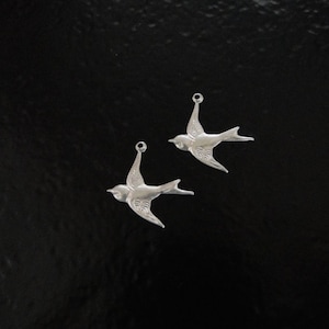 2 Sterling Silver Bird Charms (West) 17x16mm, Made in USA, SC25
