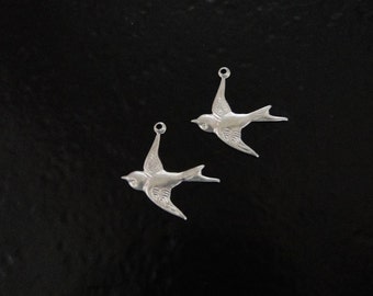 2 Sterling Silver Bird Charms (West) 17x16mm, Made in USA, SC25