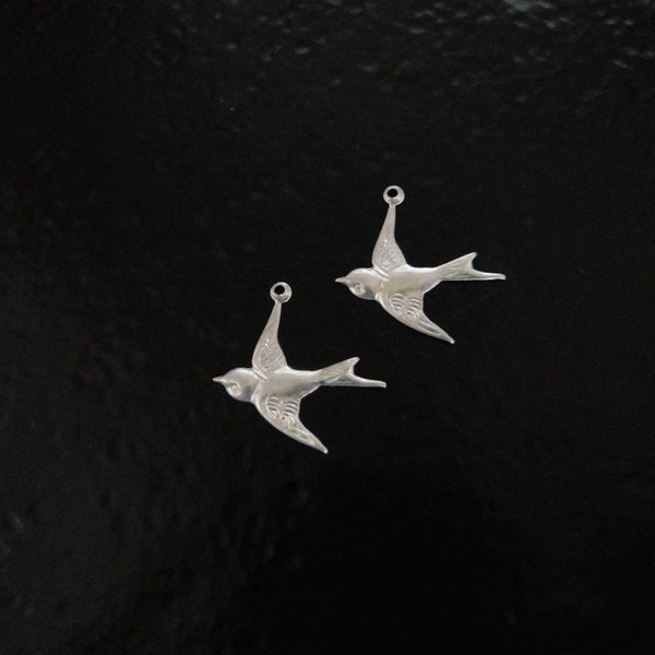 2 Sterling Silver Bird Charms (West) 17x16mm, Made in USA, SC25