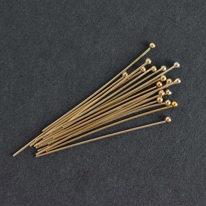 10pcs - 14k Gold Filled 1 inch 26 Gauge Headpins w/ 1.2mm ball, Made in USA, Z16