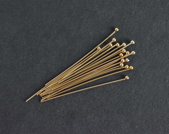 14k Gold Filled Headpins: 1 inch 26 Gauge, 1.2mm Ball, Z16