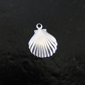 5 Pcs - Sterling Silver Shell Charm, Made in USA, SC6