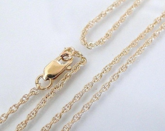 Any Length 14K Gold Filled 1.3mm Rope Necklace With Clasp, C21