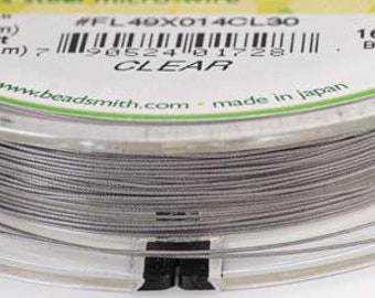 Flexrite 49 Strand  Clear Nylon Coated Stainless Steel Wire .014 Inch/.35mm, 30 Feet, The Beadsmith, Made In Japan, T114