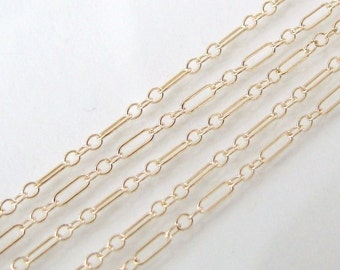 10 feet - 14K Gold Filled Long And Short Chain, MADE IN USA, C67