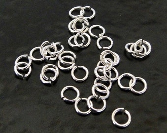 100pcs - .925 Sterling Silver 4mm Open Jump Rings 22 ga, Made in USA, SS6