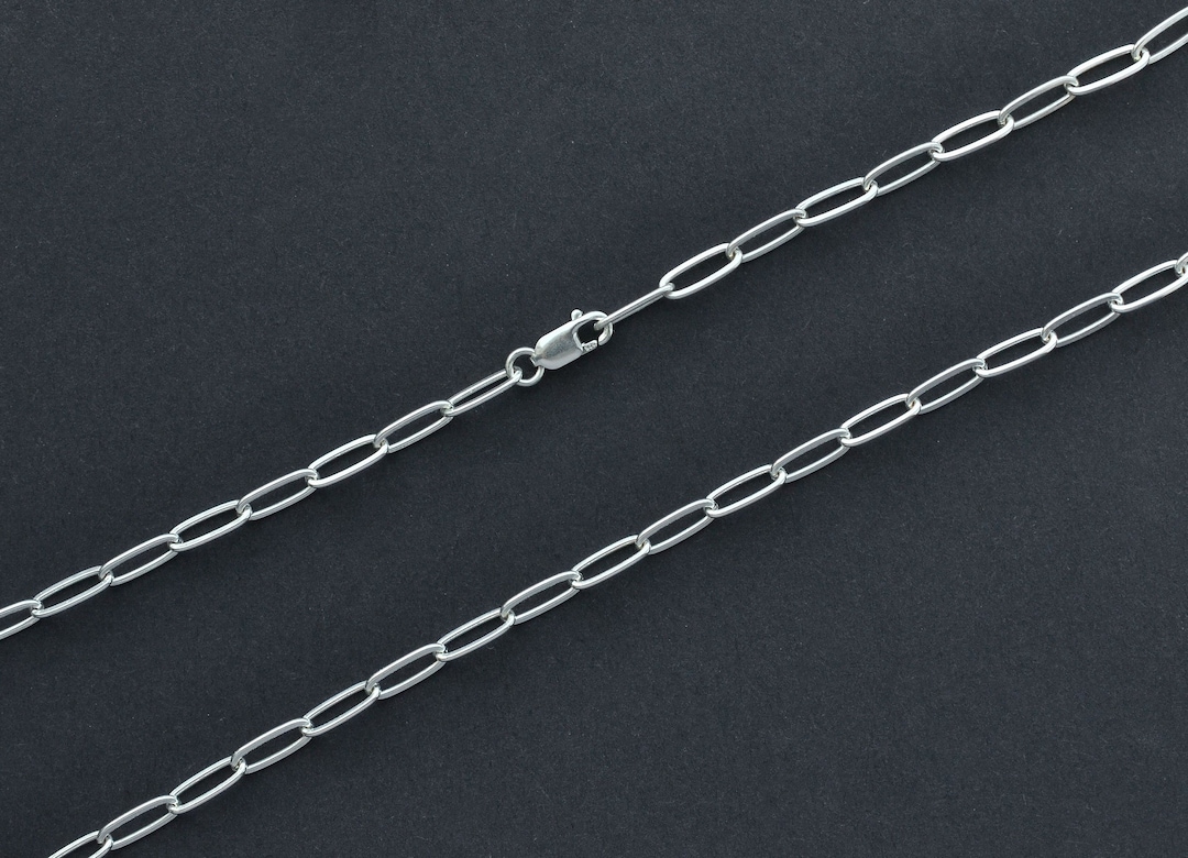 17 Inch - Sterling Silver 9x3mm Drawn Cable Chain Necklace With