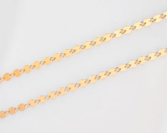 14K Gold Filled 4mm Round Sequin Disc Chain By The Foot, MADE IN USA, C15