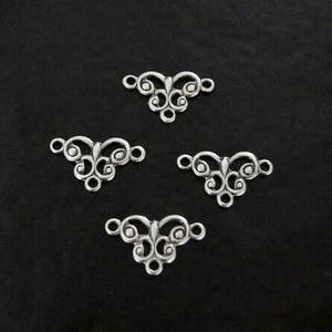 6 Antique Silver Tiny Filigree 3-Ring Connector, 13mm, Made in USA, AS19