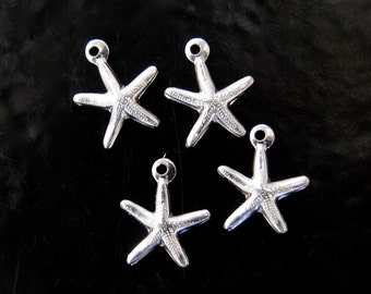 6pcs - Sterling Silver Tiny Starfish Charms 8x8mm, SC13