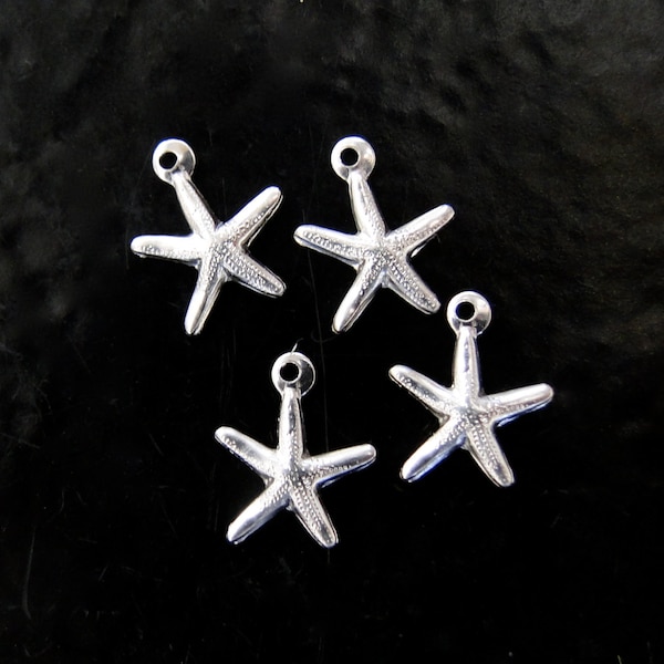 6pcs - Sterling Silver Tiny Starfish Charms 8x8mm, SC13