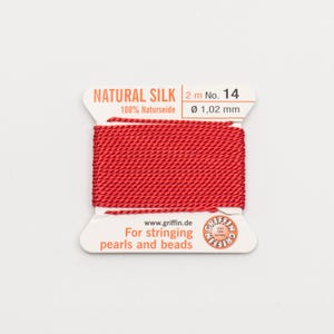 Griffin Silk Bead Cord Red 1.02mm, 2 Meters, Made In Germany, T705