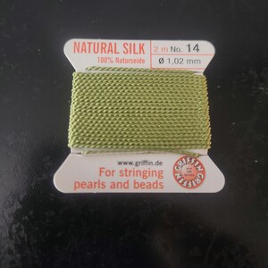 Griffin Silk Bead Cord Jade Green 1.02mm, 2 Meters, Made In Germany, T707
