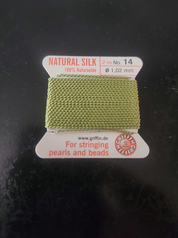Griffin Fil De Cordon De Perles 100 % Soie Naturelle – Vert