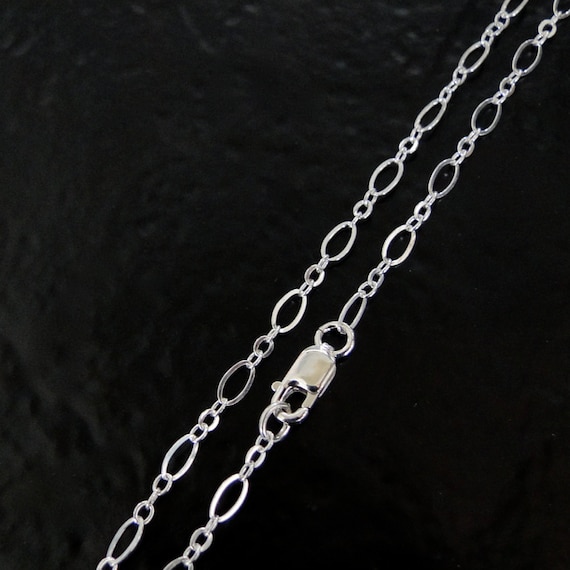 22 Inch Sterling Silver Long and Short Oval Chain Necklace With