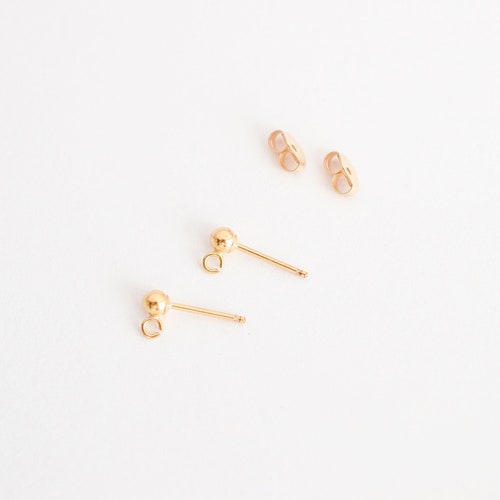 14 Kt Gold Filled Earrings Stud Ball Post With Open Loop - Etsy
