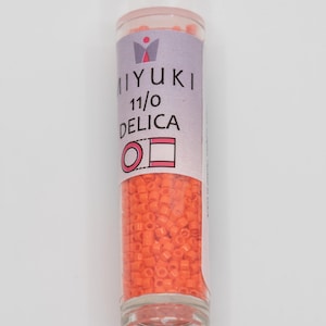 Miyuki 11/0 Delica Beads Opaque Orange 7.2 Grams, The Beadsmith, Made In Japan, T224
