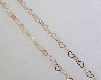 3 Feet - 12K Gold Filled 3.8mm Heart Chain - Custom Lengths Available, Made in USA, C10