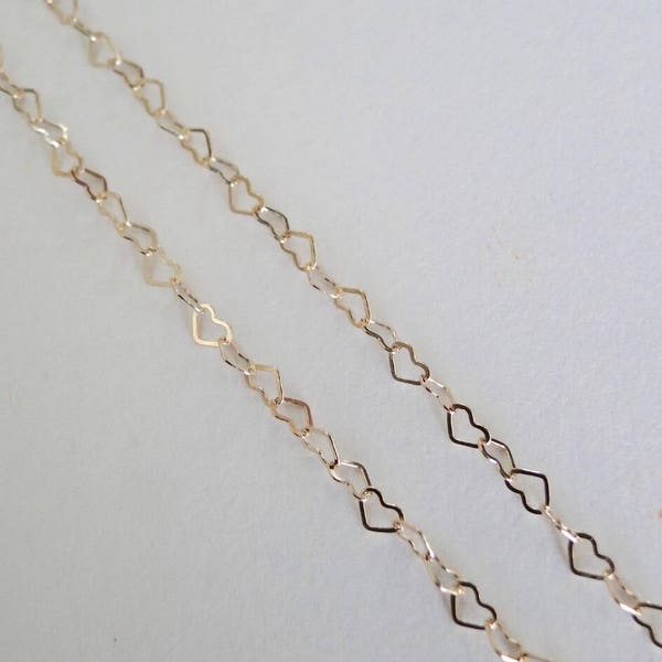 3 Feet - 12K Gold Filled 3.8mm Heart Chain - Custom Lengths Available, Made in USA, C10