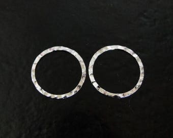 12-Pack 16mm Silver Plated Steel Double-Sided Hammered Round Link Connectors – Decorative Craft Findings - View #4